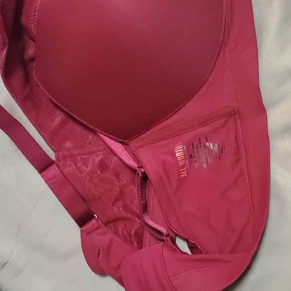 NWOT All Worthy Brushed Micro & Lace Bra Wirefree Sz 3X A511025 Ruby Red - Picture 5 of 5